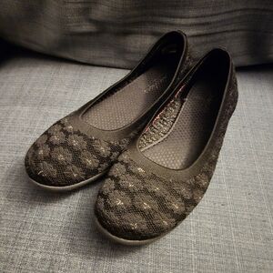 Skechers Cleo Sport Metallic Sparkly Blooms Black 9.5 Medium Washable